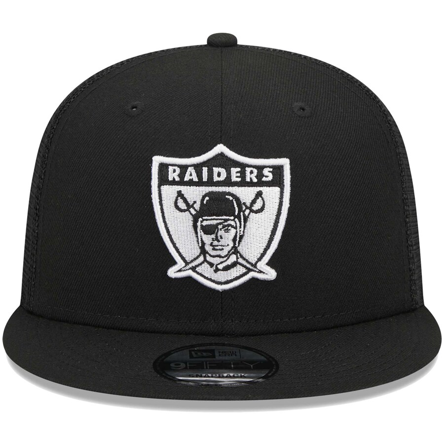 LAS VEGAS RAIDERS EVERGREEN RETRO TRUCKER 9FIFTY SNAPBACK HAT - BLACK