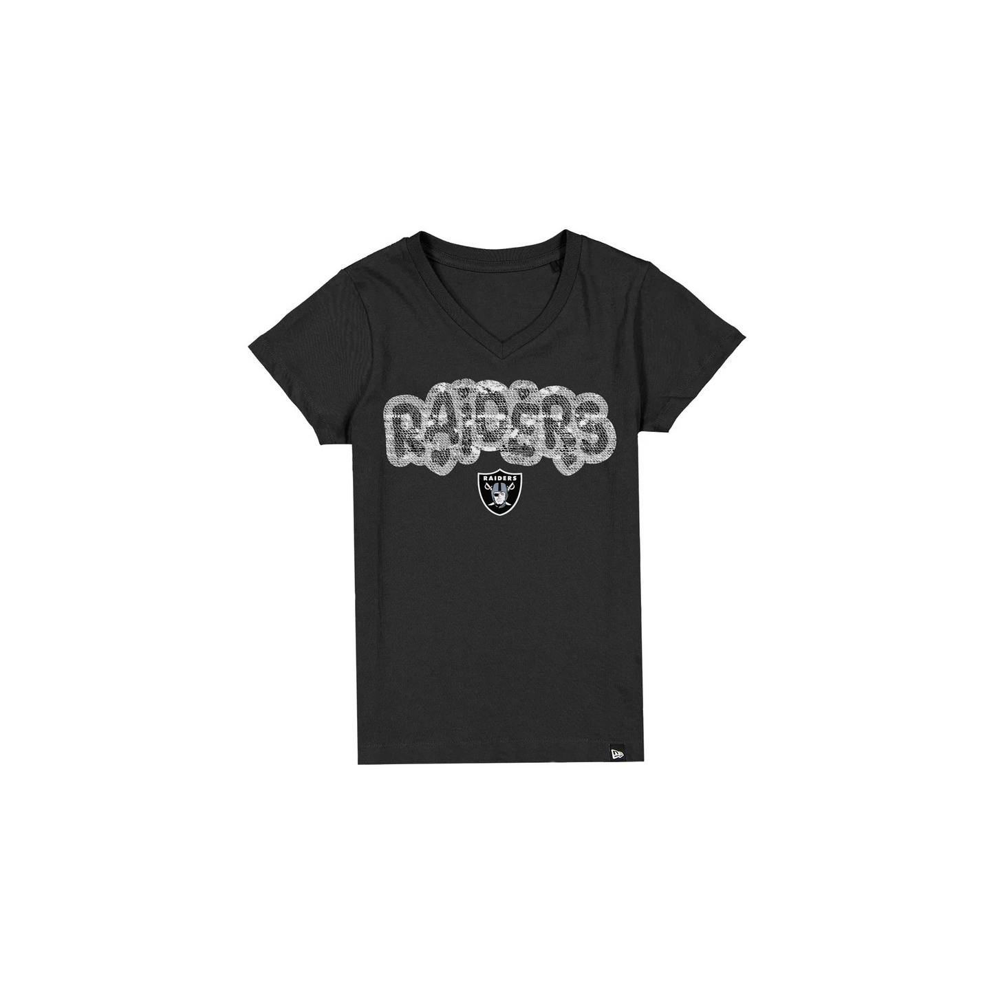 LAS VEGAS RAIDERS GIRLS NEW ERA WAVY SEQUIN FLIP T-SHIRT - BLACK