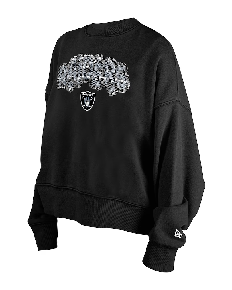 LAS VEGAS RAIDERS GIRLS NEWERA FLIP SEQUIN CREWNECK SWEATSHIRT - BLACK