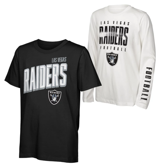 LAS VEGAS RAIDERS KIDS THE MIX COMBO 3 IN 1 T-SHIRT - BLACK/WHITE