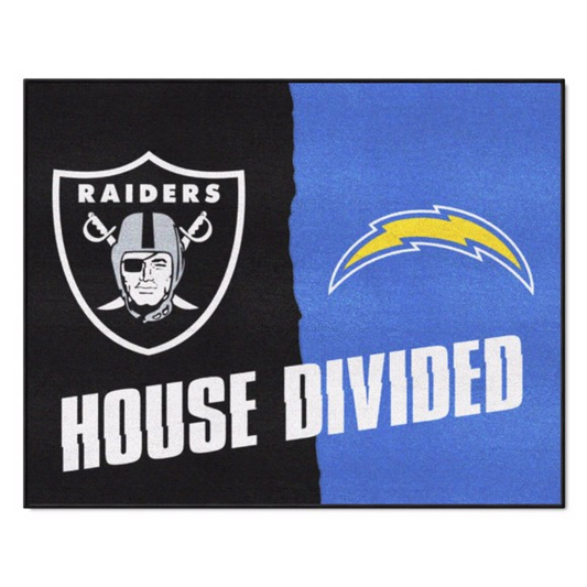 LAS VEGAS RAIDERS / LOS ANGELES CHARGERS HOUSE DIVIDED 34" X 42.5" MAT