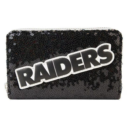 LAS VEGAS RAIDERS LOUNGEFLY SEQUIN ZIP AROUND WALLET