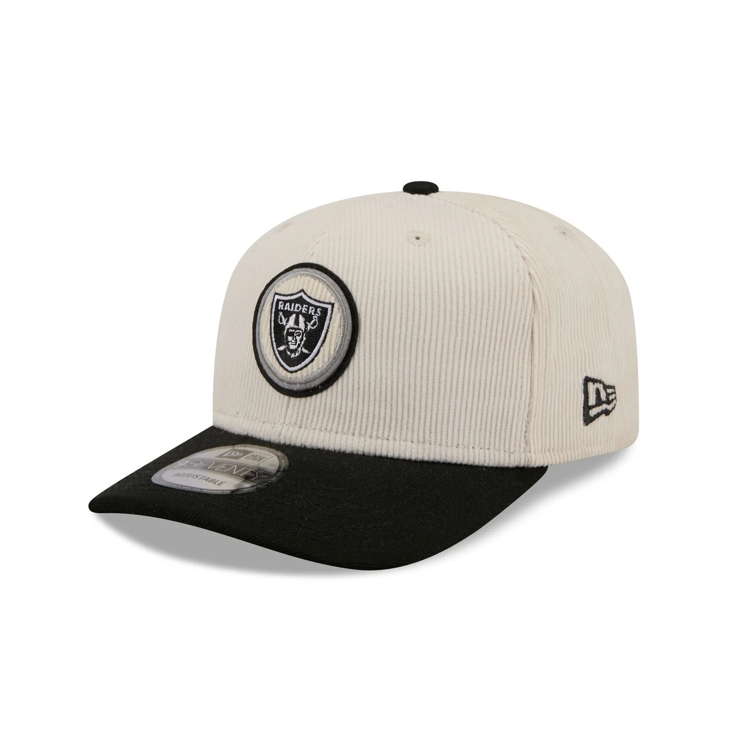 LAS VEGAS RAIDERS  LOYAL CORDUROY 9SEVENTY STRETCH-SNAP ADJUSTABLE HAT - CHROME WHITE/BLACK