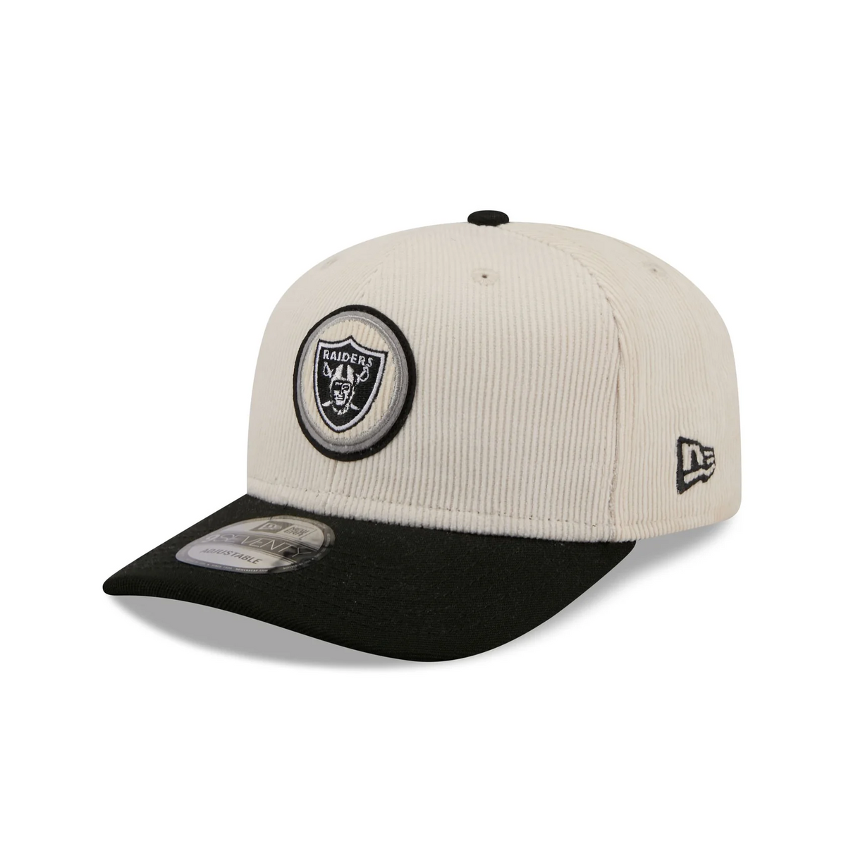 LAS VEGAS RAIDERS  LOYAL CORDUROY 9SEVENTY STRETCH-SNAP ADJUSTABLE HAT - CHROME WHITE/BLACK