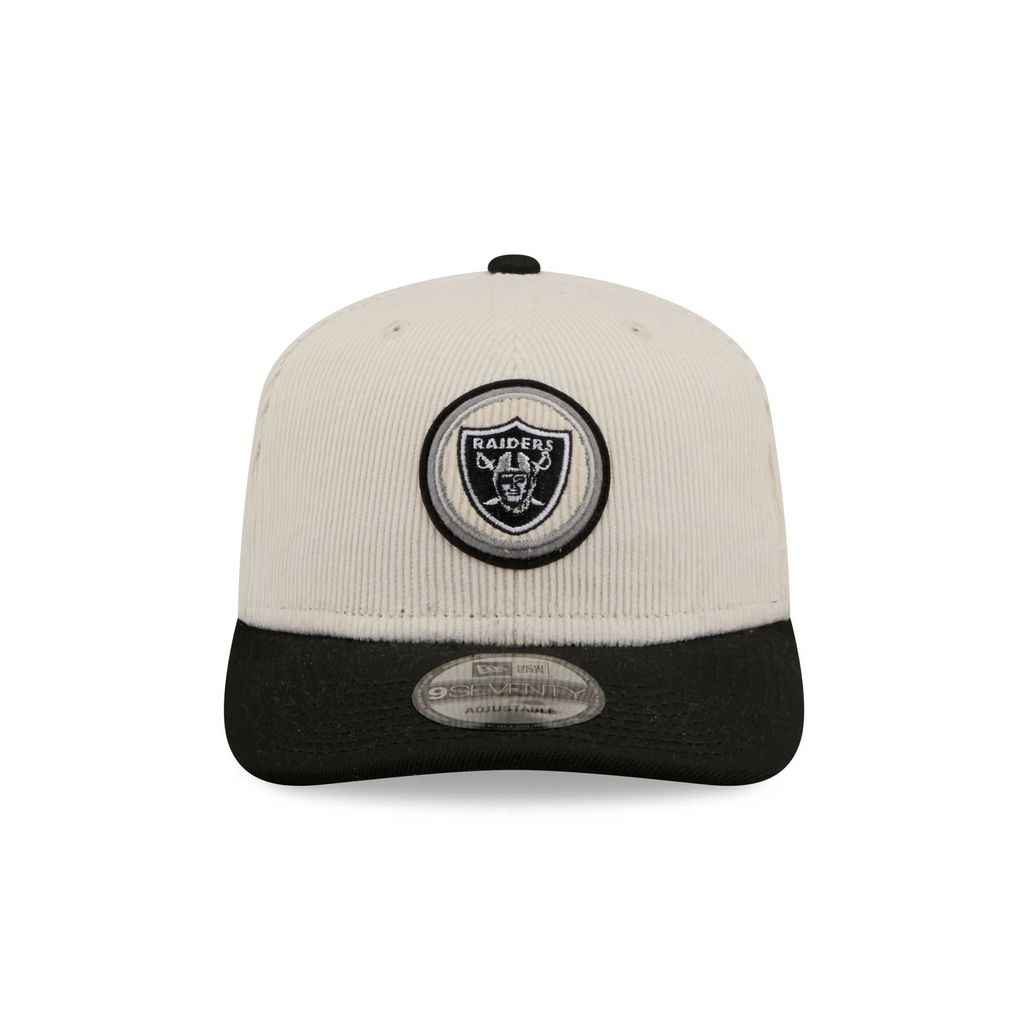 LAS VEGAS RAIDERS  LOYAL CORDUROY 9SEVENTY STRETCH-SNAP ADJUSTABLE HAT - CHROME WHITE/BLACK