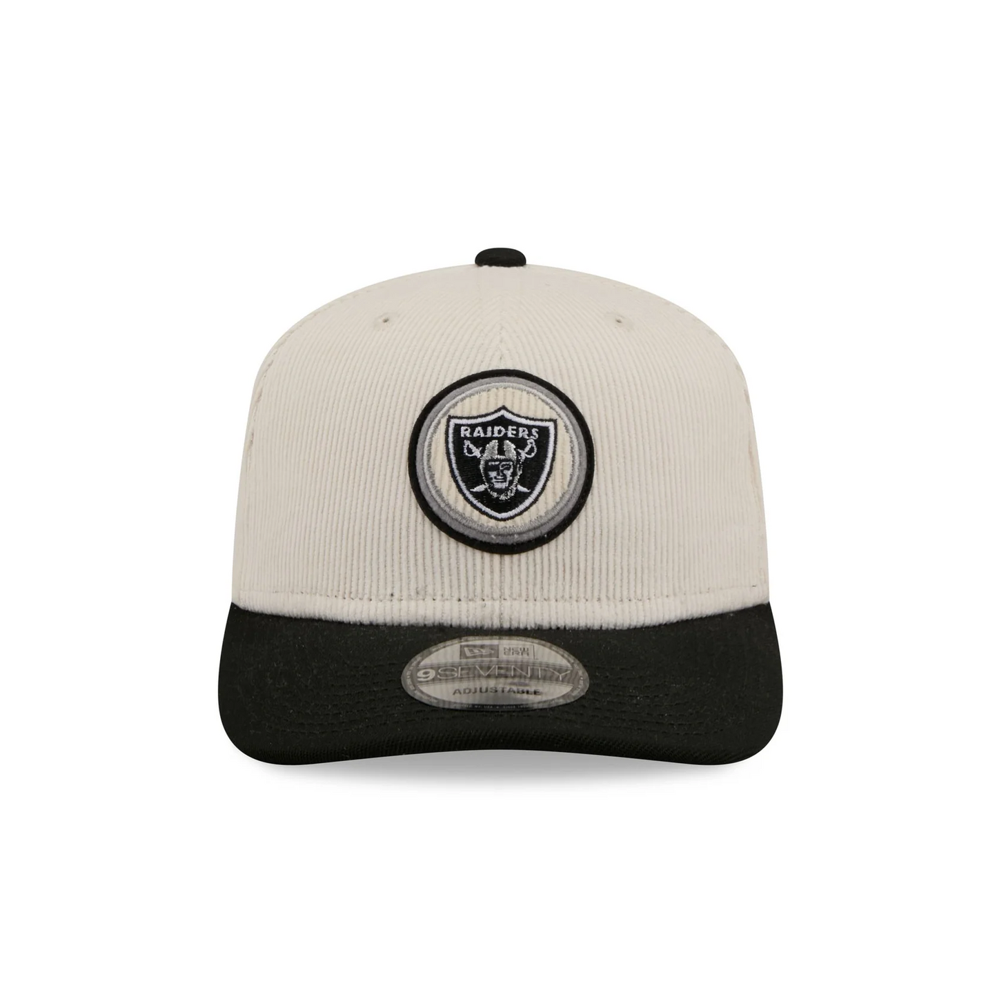 LAS VEGAS RAIDERS  LOYAL CORDUROY 9SEVENTY STRETCH-SNAP ADJUSTABLE HAT - CHROME WHITE/BLACK