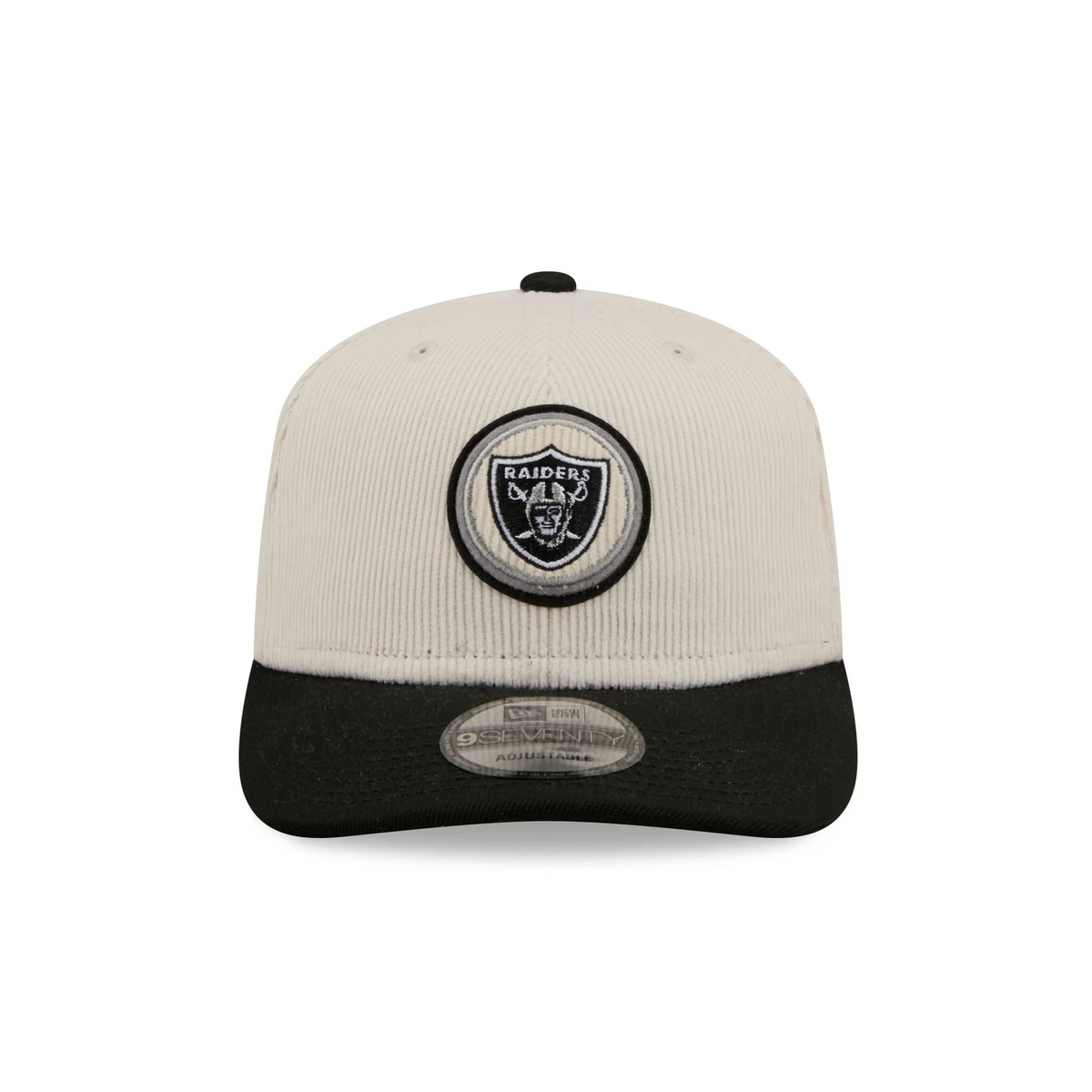 LAS VEGAS RAIDERS  LOYAL CORDUROY 9SEVENTY STRETCH-SNAP ADJUSTABLE HAT - CHROME WHITE/BLACK