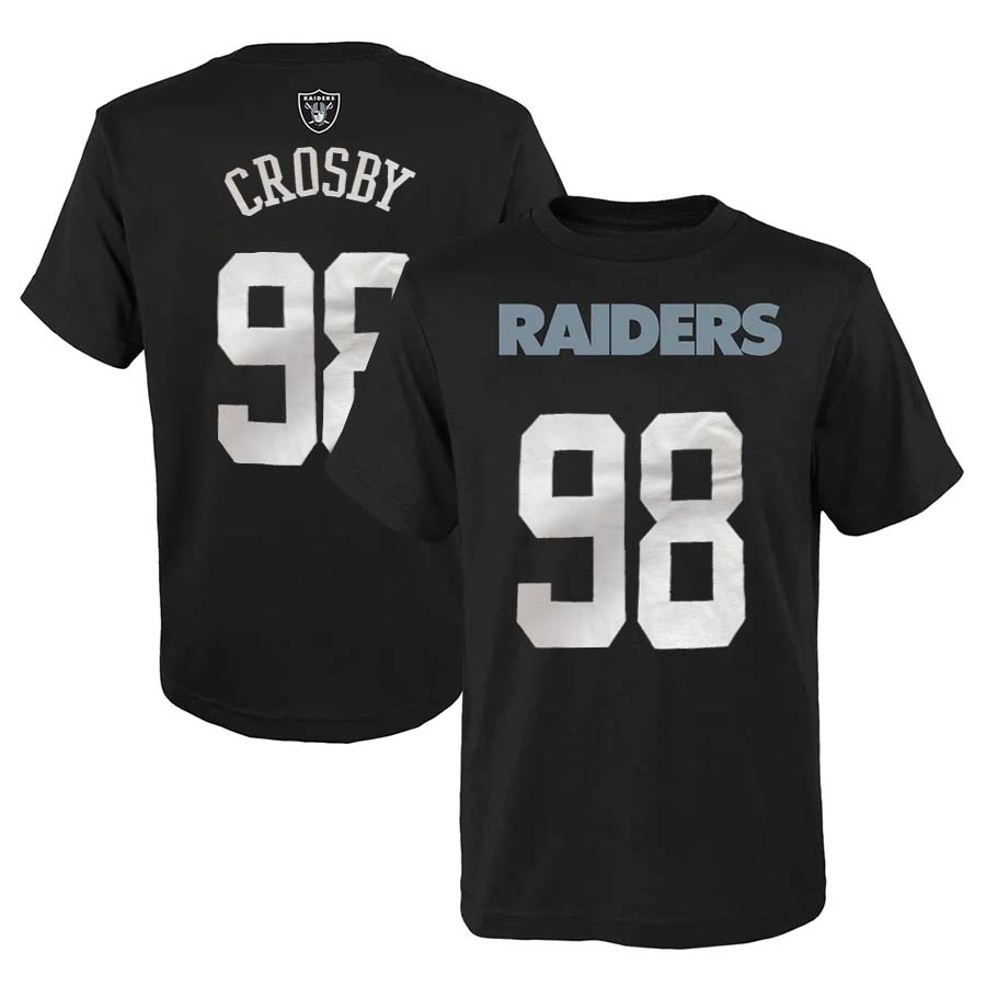 LAS VEGAS RAIDERS MAXX CROSBY YOUTH MAINLINER PLAYER NAME & NUMBER T-SHIRT