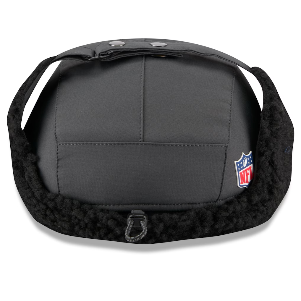 LAS VEGAS RAIDERS MEN'S 2025 NFL SIDELINE COLD WEATHER RUNNER DOG EAR ADJUSTABLE HAT - CHARCOAL