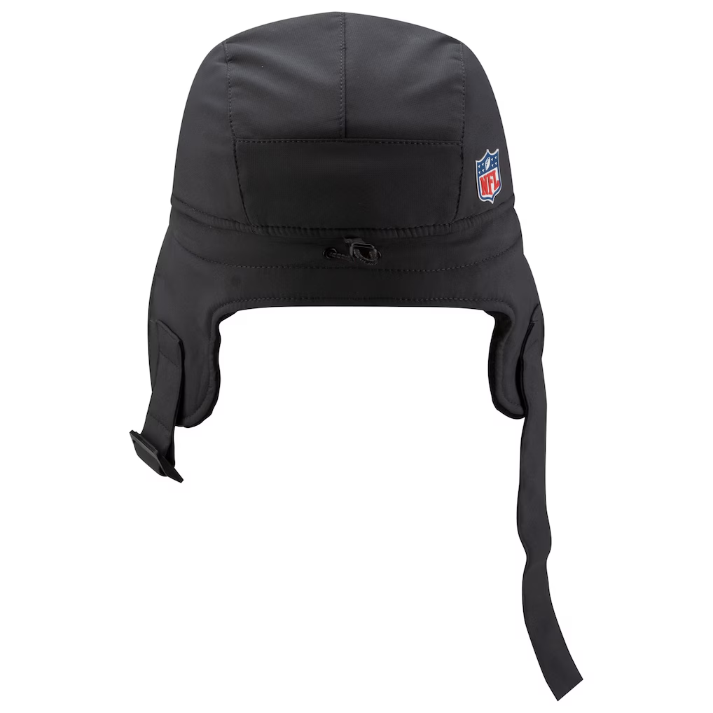 LAS VEGAS RAIDERS MEN'S 2025 NFL SIDELINE COLD WEATHER RUNNER DOG EAR ADJUSTABLE HAT - CHARCOAL