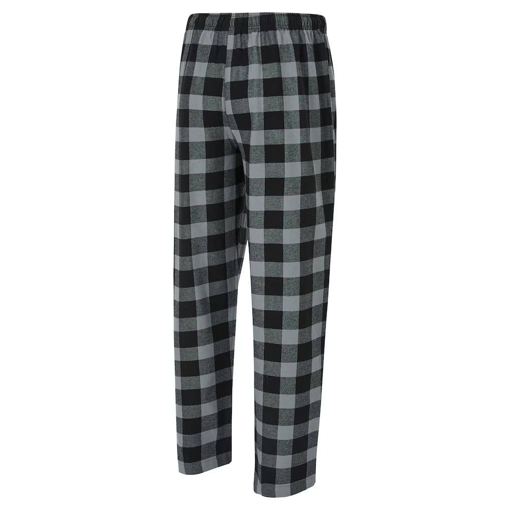 LAS VEGAS RAIDERS MEN'S COLLEGE CONCEPTS AVONDALE T-SHIRT & FLANNEL PANT SLEEPWEAR SET - BLACK/SILVER