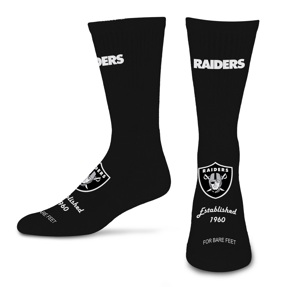 LAS VEGAS RAIDERS MEN'S FOR BARE FEET ESTABLISHED SOCK - BLACK