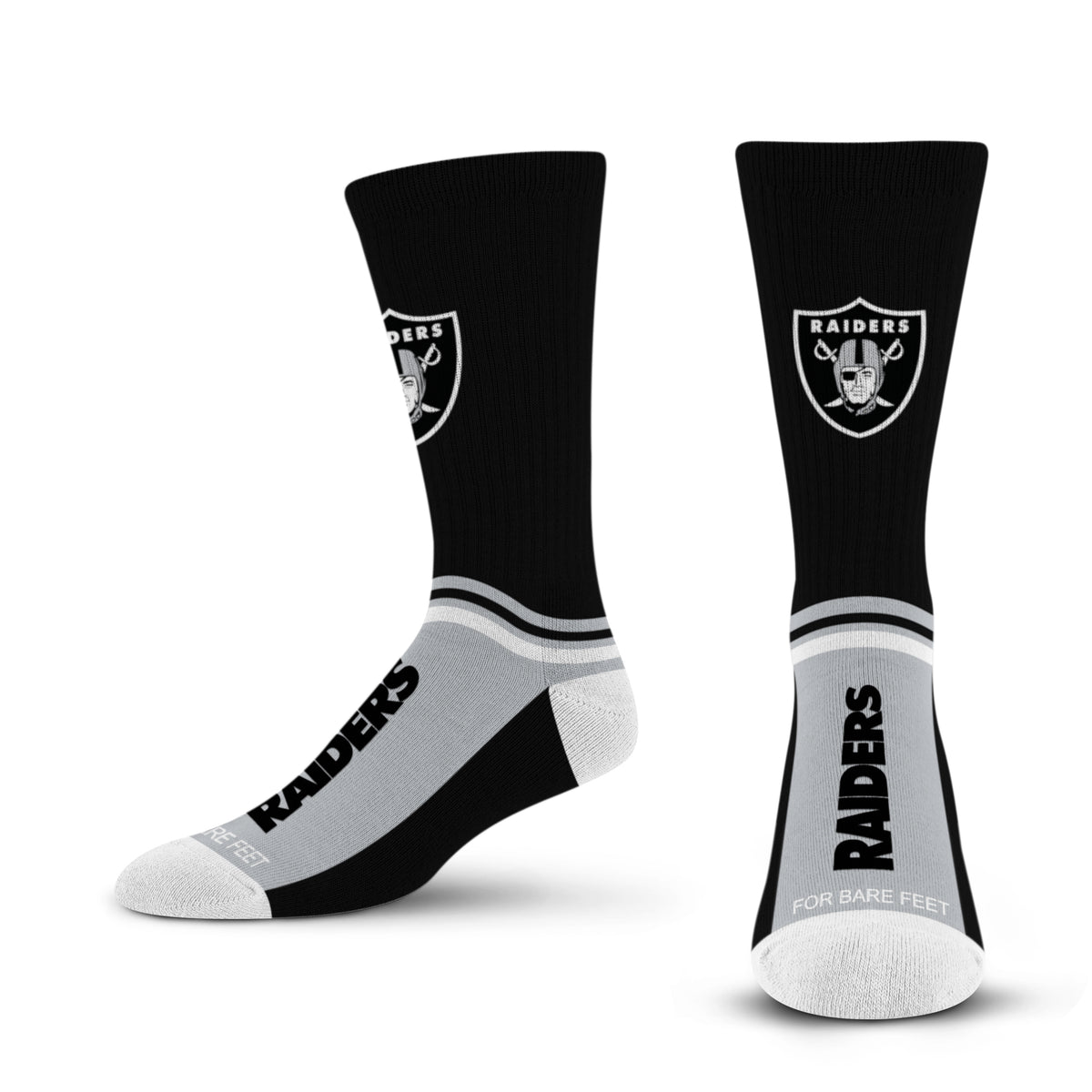 LAS VEGAS RAIDERS MEN'S FOR BARE FEET TEAM SLOPE SOCK - BLACK/GREY