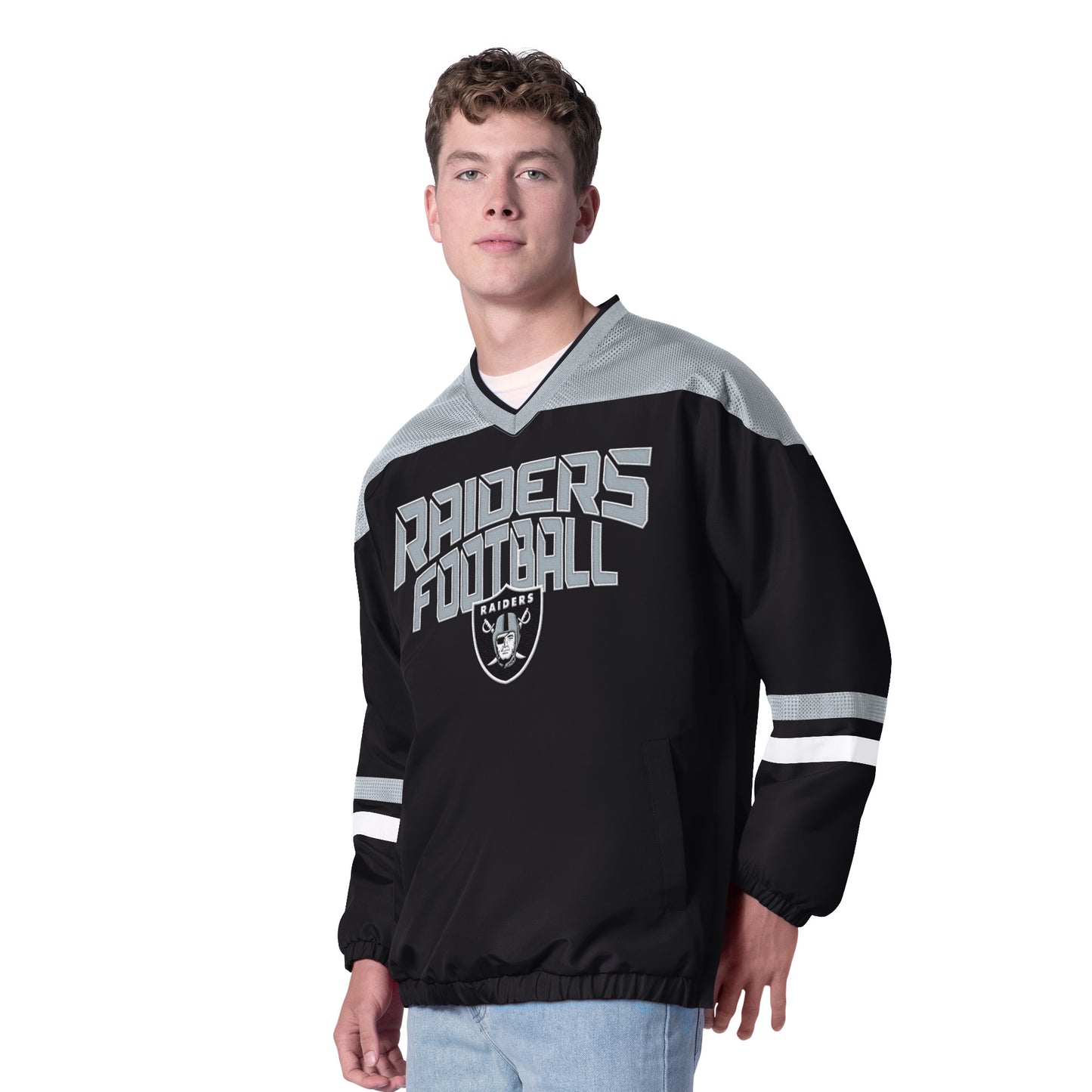 LAS VEGAS RAIDERS MEN'S G-III BY CARL BANKS TOP PLAYER PULLOVER JACKET - BLACK/GRAY