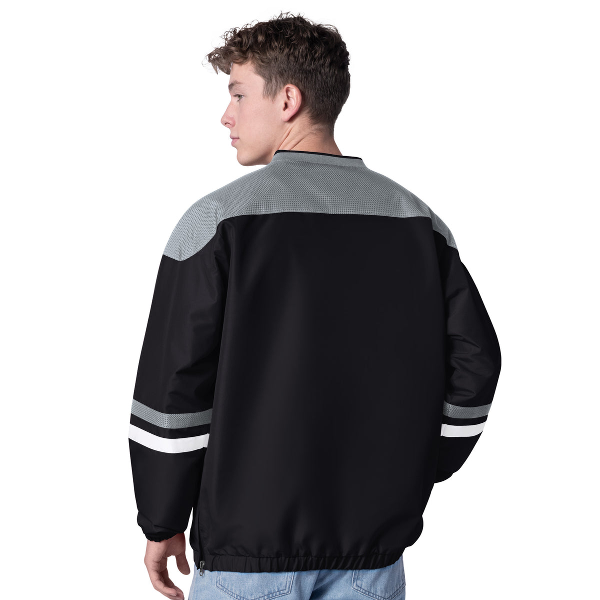 LAS VEGAS RAIDERS MEN'S G-III BY CARL BANKS TOP PLAYER PULLOVER JACKET - BLACK/GRAY