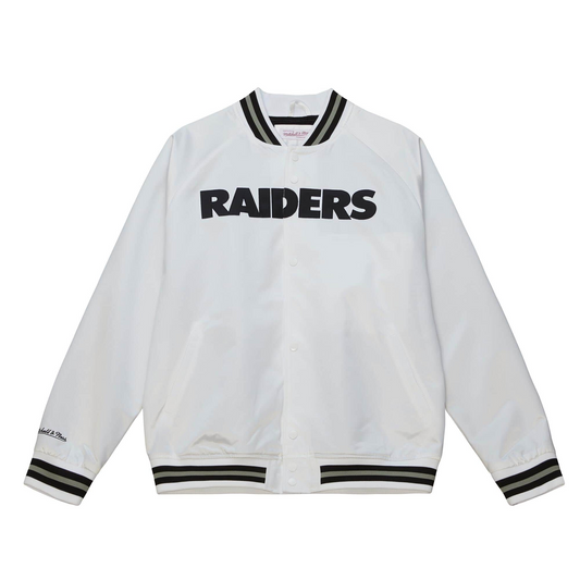 LAS VEGAS RAIDERS MEN'S LIGHTWEIGHT SATIN JACKET - WHITE