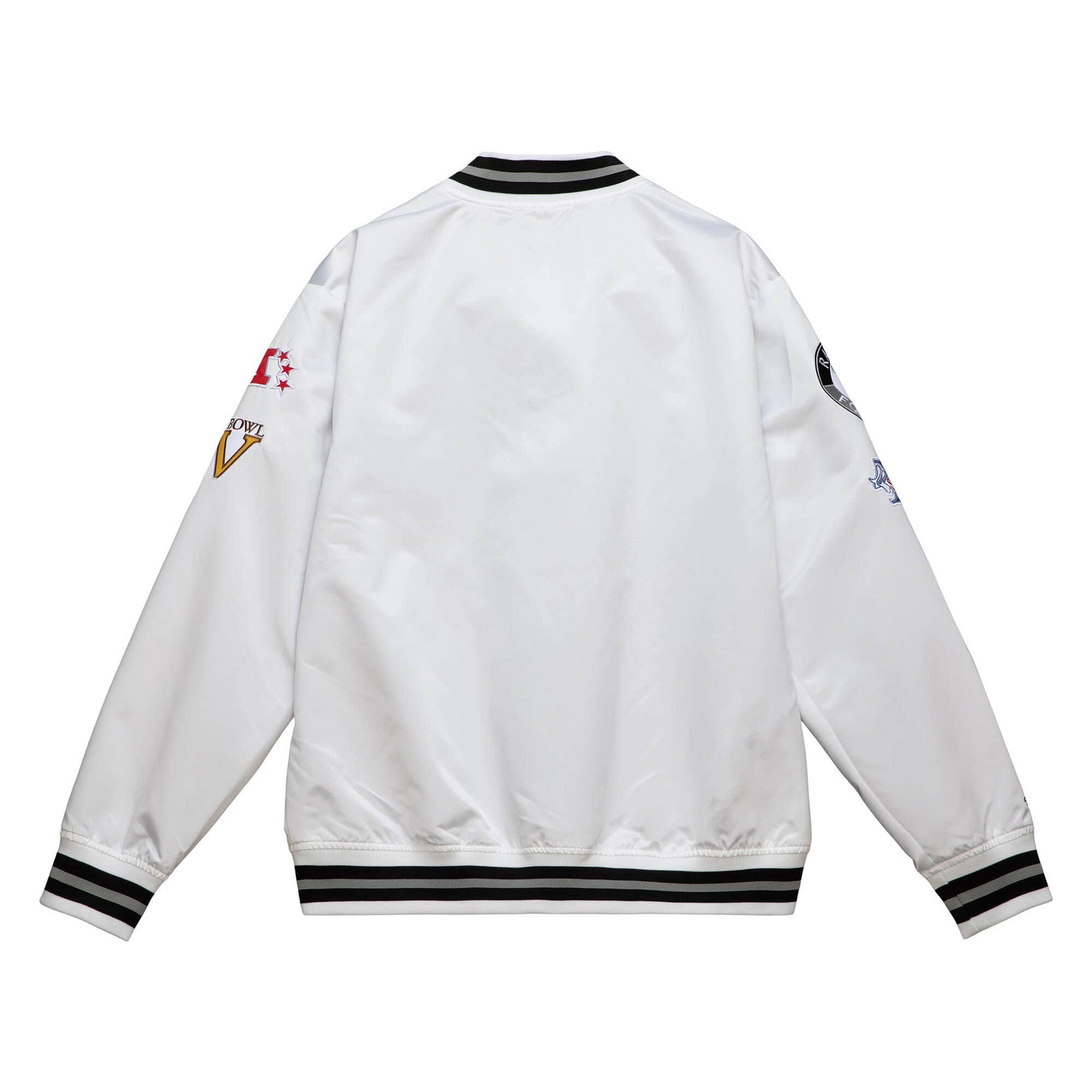 LAS VEGAS RAIDERS MEN'S MITCHELL & NESS CITY COLLECTION LIGHTWEIGHT SATIN JACKET - WHITE