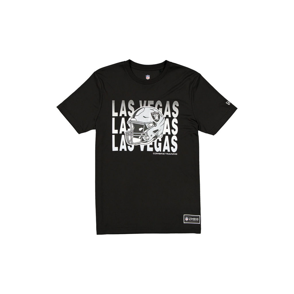 LAS VEGAS RAIDERS MEN'S NEW ERA 2025 NFL TRAINING CAMP HELMET T-SHIRT - BLACK