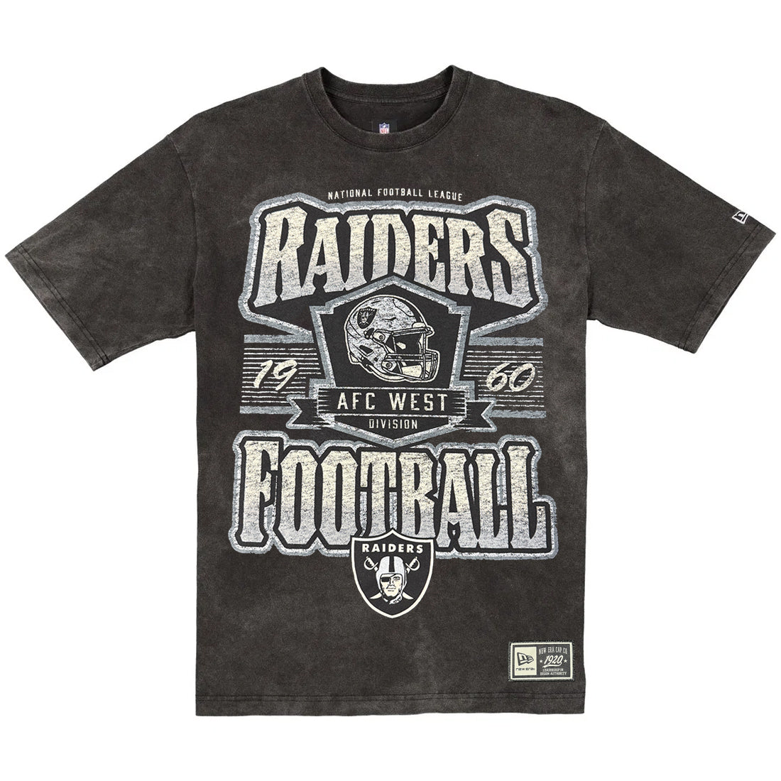 LAS VEGAS RAIDERS MEN'S NEW ERA THROWBACK ACID WASH T-SHIRT - BLACK