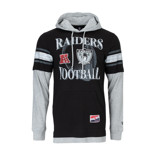LAS VEGAS RAIDERS MEN'S NEW ERA TWOFER LAYERED LONG SLEEVE T-SHIRT - BLACK/GRAY