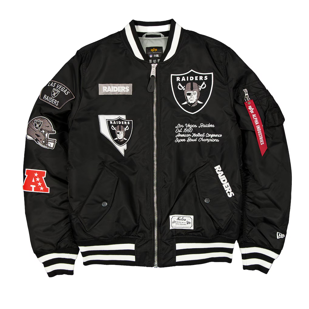 LAS VEGAS RAIDERS MEN'S NEWERA X ALPHA INDUSTRIES MA-1 BOMBER JACKET - BLACK