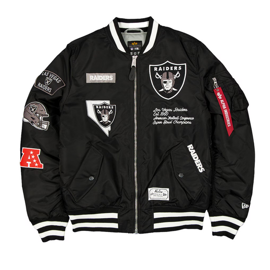 LAS VEGAS RAIDERS MEN'S NEWERA X ALPHA INDUSTRIES MA-1 BOMBER JACKET - BLACK