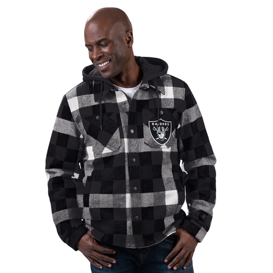 LAS VEGAS RAIDERS MEN'S PLAID FULL-ZIP HOODIE JACKET