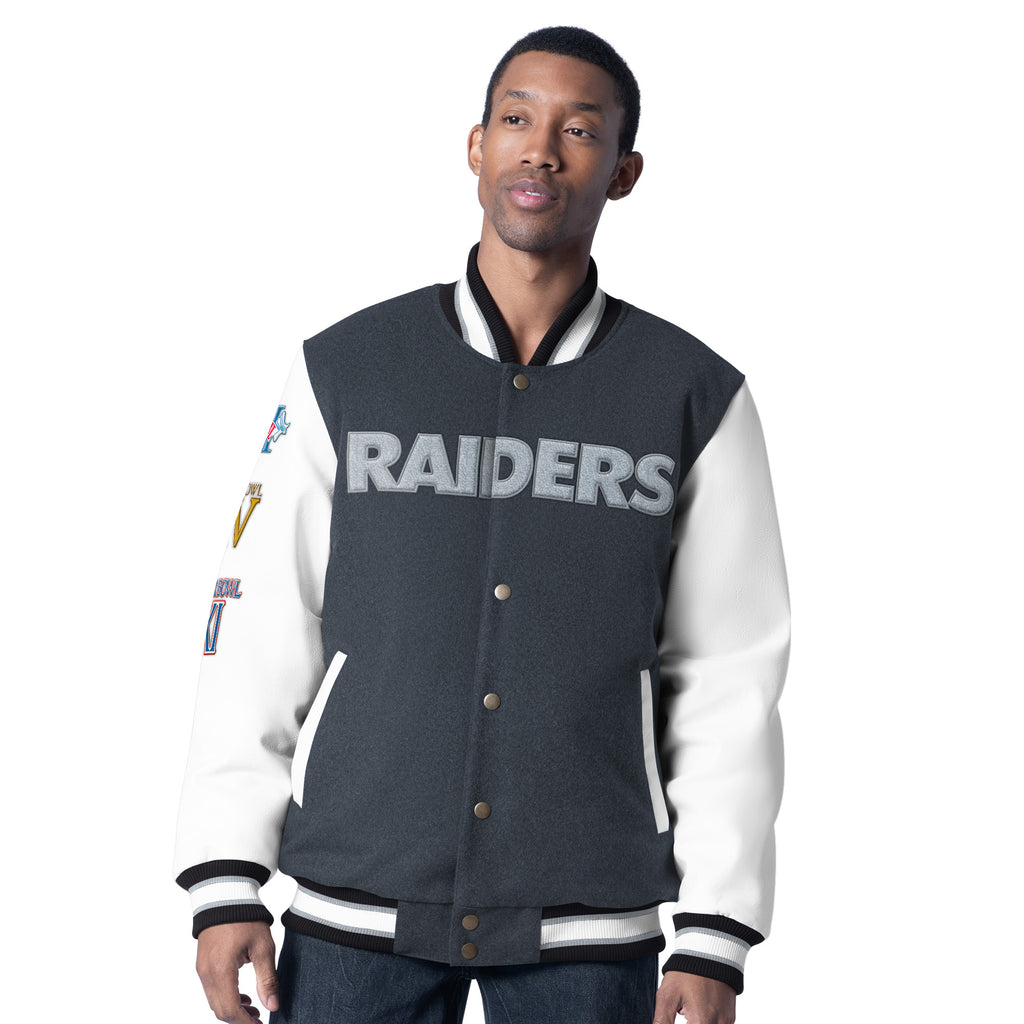 LAS VEGAS RAIDERS MEN'S PUMP FAKE LETTERMAN JACKET