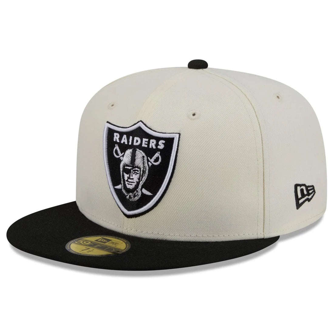 LAS VEGAS RAIDERS NEW ERA TWO TONE COLOR BASIC 59FIFTY FITTED HAT - CHROME WHITE/BLACK