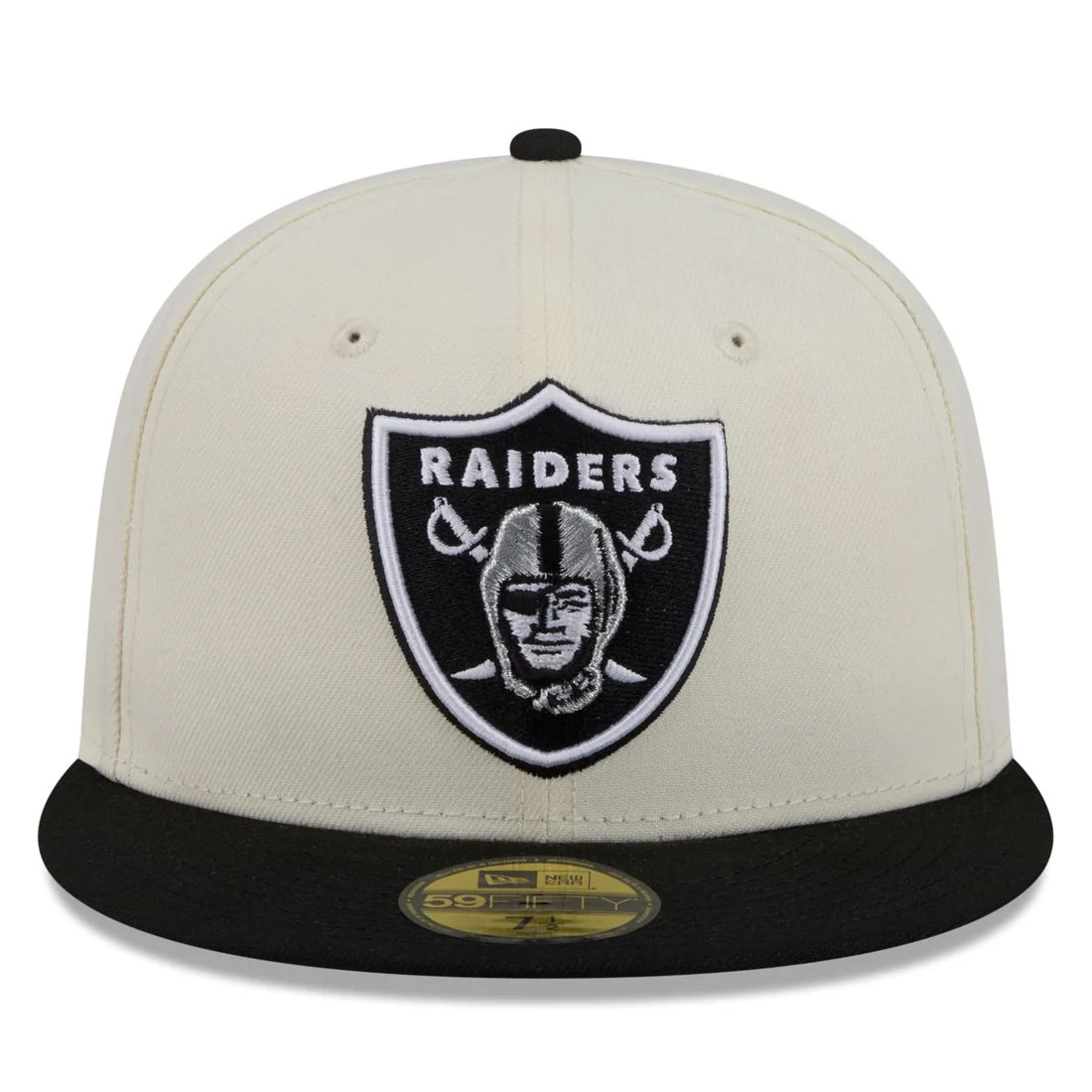 LAS VEGAS RAIDERS NEW ERA TWO TONE COLOR BASIC 59FIFTY FITTED HAT - CHROME WHITE/BLACK