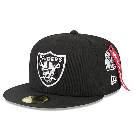 LAS VEGAS RAIDERS NEW ERA X ALPHA INDUSTRIES 59FIFTY FITTED HAT - BLACK