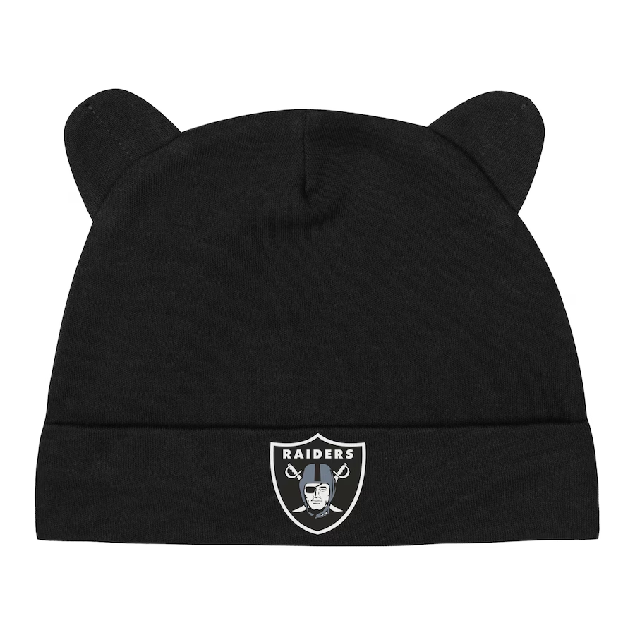 LAS VEGAS RAIDERS NEWBORN BABY BEAR CUFFED KNIT HAT SET