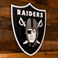 LAS VEGAS RAIDERS SHIELD 3D VINTAGE METAL WALL ART - 21.5" X 20.5"