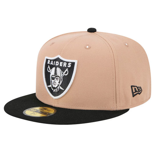 LAS VEGAS RAIDERS TWO-TONE EVERGREEN BASIC 59FIFTY FITTED HAT - CAMEL/BLACK