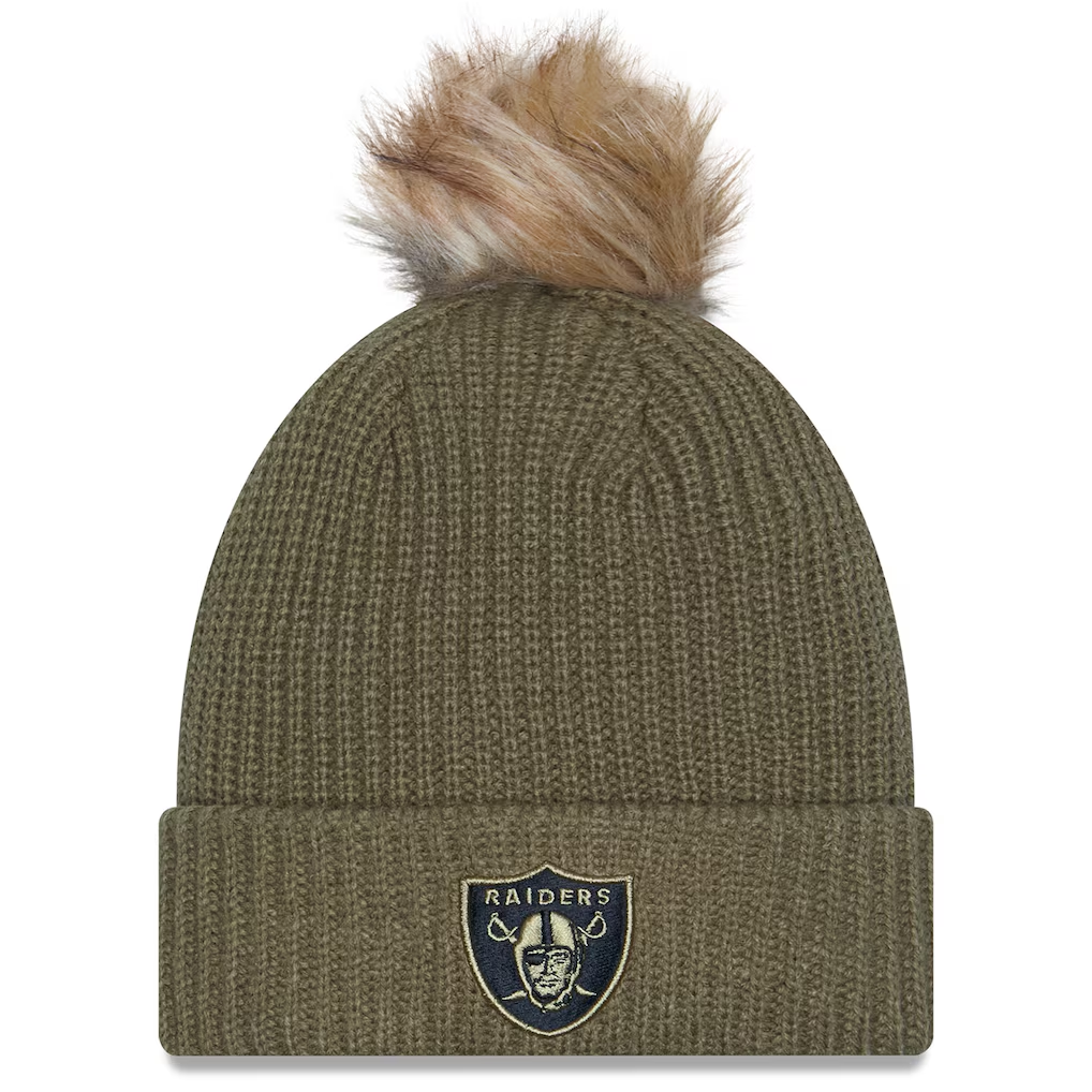 LAS VEGAS RAIDERS WOMEN'S 2025 NFL SALUTE TO SERVICE CUFFED KNIT BEANIE - GREEN
