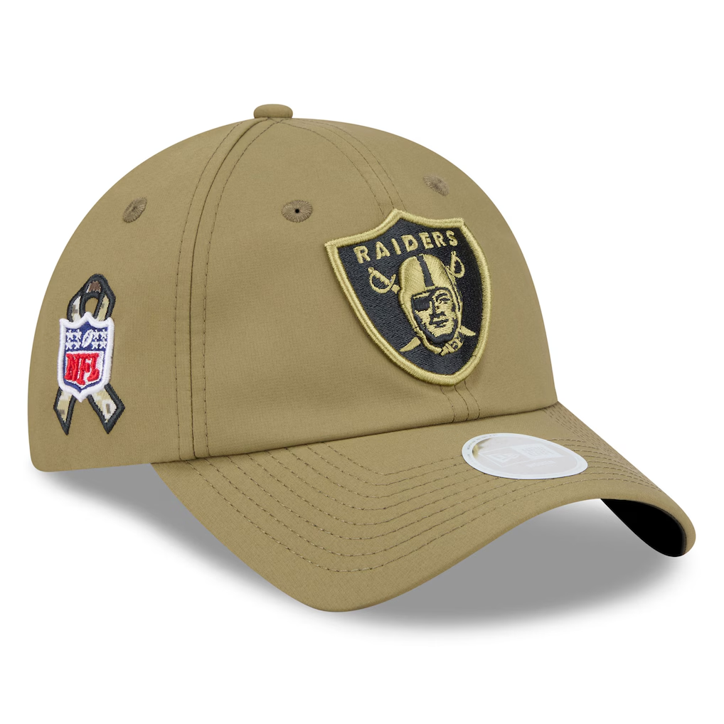 LAS VEGAS RAIDERS WOMEN'S 2025 NFL SALUTE TO SERVICE PONY TAIL ADJUSTABLE HAT - GREEN