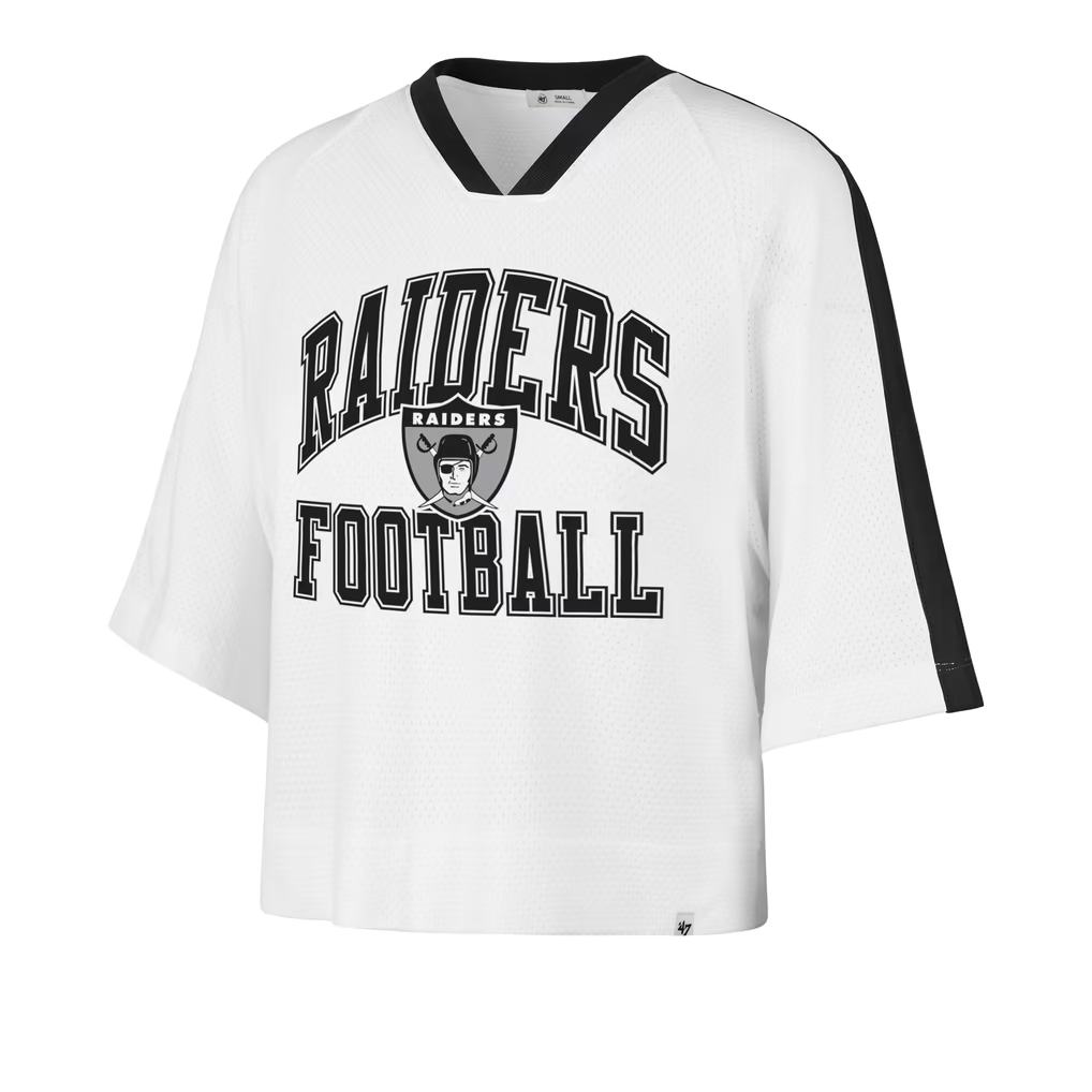 LAS VEGAS RAIDERS WOMEN'S '47 BRAND BIG OVERARCH DROP NEEDLE RAGLAN JERSEY - WHITE