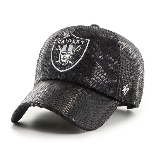 LAS VEGAS RAIDERS WOMEN'S '47 BRAND DAZZLE LOGO CLEAN UP ADJUSTABLE HAT - BLACK