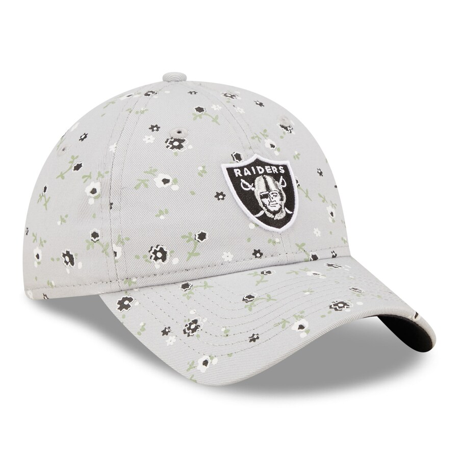 LAS VEGAS RAIDERS WOMEN'S FLORAL 9TWENTY ADJUSTABLE HAT - GRAY