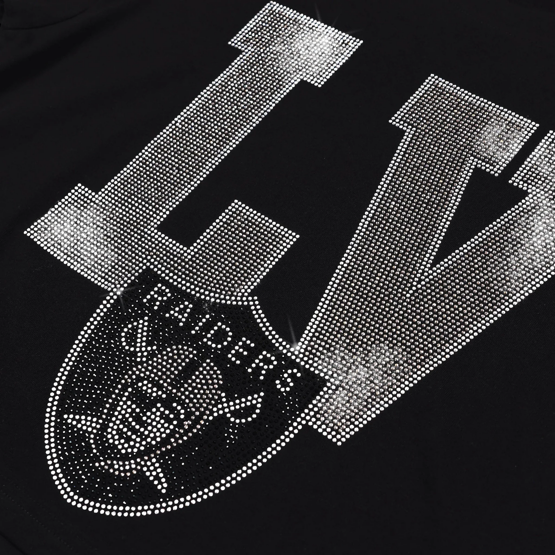 LAS VEGAS RAIDERS WOMEN'S FOCO RHINESTONE LOGO CROP TOP T-SHIRT - BLACK