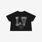 LAS VEGAS RAIDERS WOMEN'S FOCO RHINESTONE LOGO CROP TOP T-SHIRT - BLACK