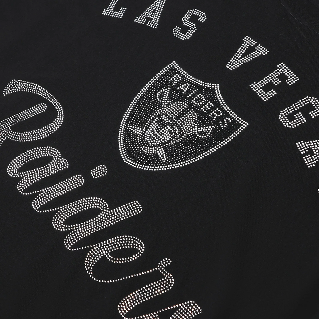 LAS VEGAS RAIDERS WOMEN'S FOCO RHINESTONE LOGO OVERSIZED T-SHIRT - BLACK