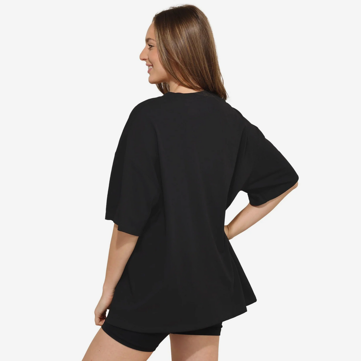 LAS VEGAS RAIDERS WOMEN'S FOCO RHINESTONE LOGO OVERSIZED T-SHIRT - BLACK