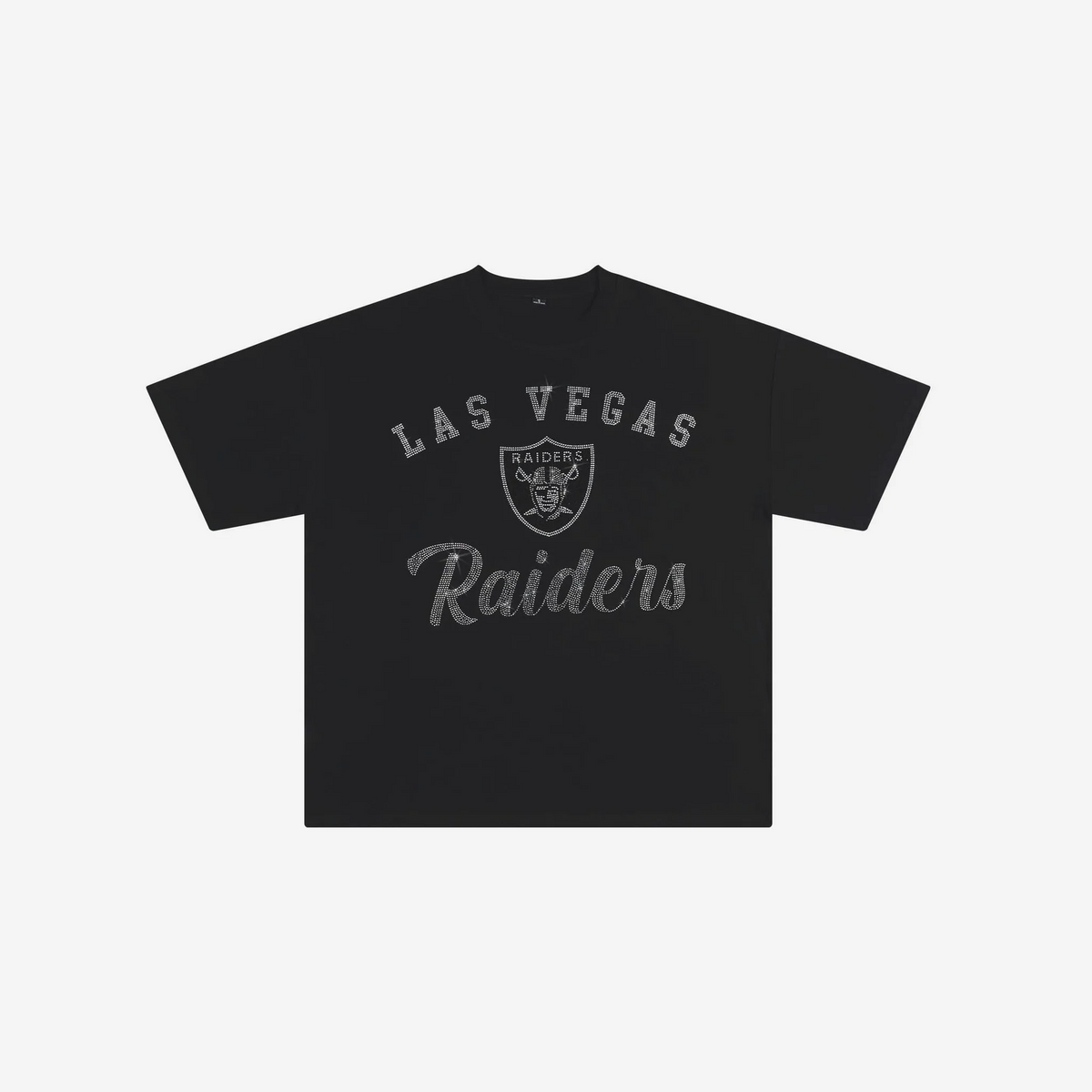 LAS VEGAS RAIDERS WOMEN'S FOCO RHINESTONE LOGO OVERSIZED T-SHIRT - BLACK