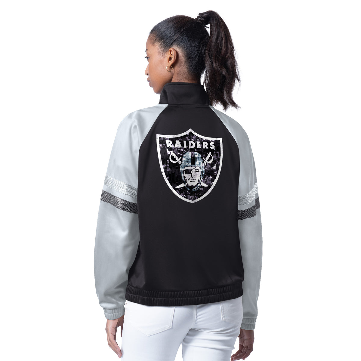 LAS VEGAS RAIDERS WOMEN'S G-III 4HER BY CARL BANKS FAN BLING TRACK JACKET