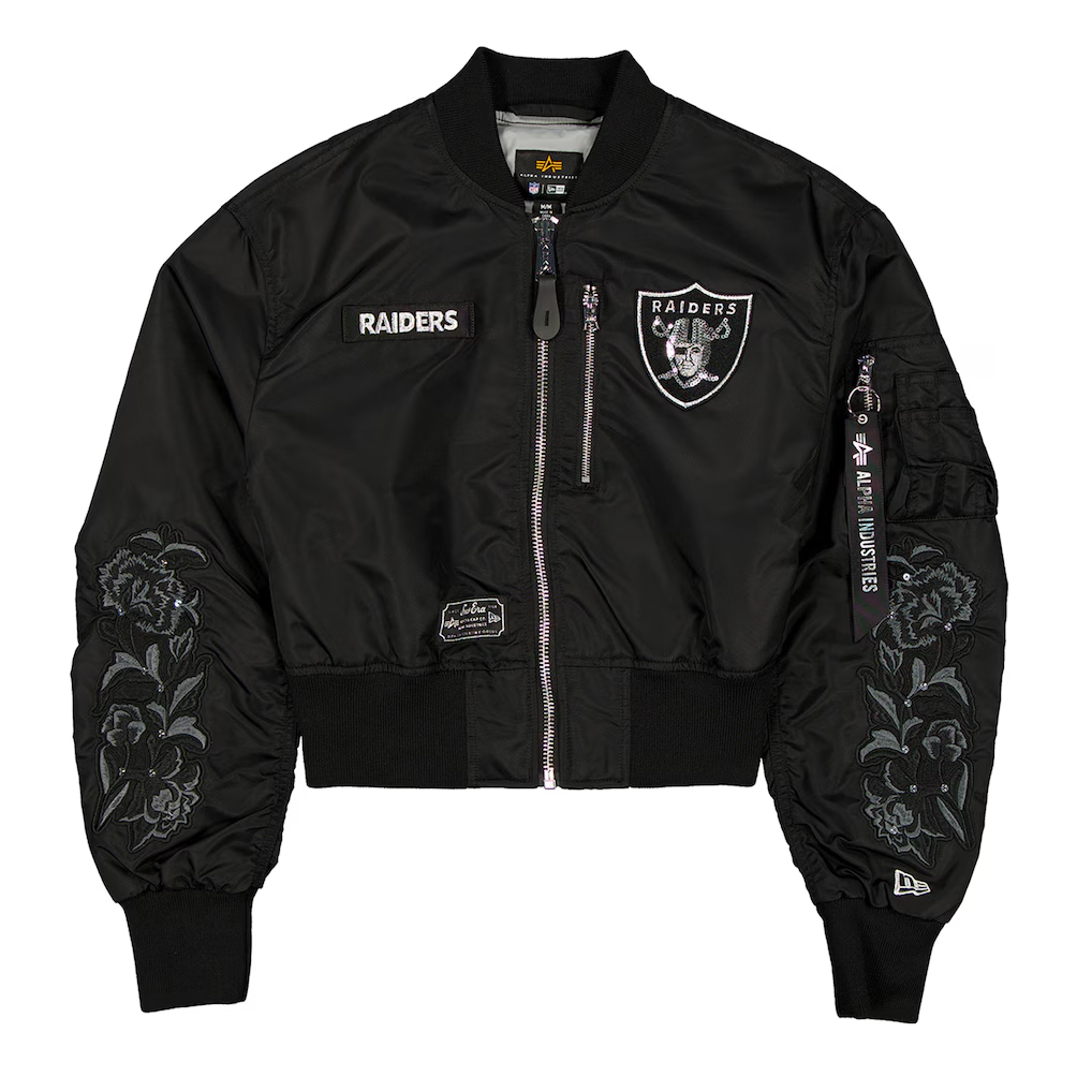 LAS VEGAS RAIDERS WOMEN'S NEWERA X ALPHA INDUSTRIES CROPPED FULL