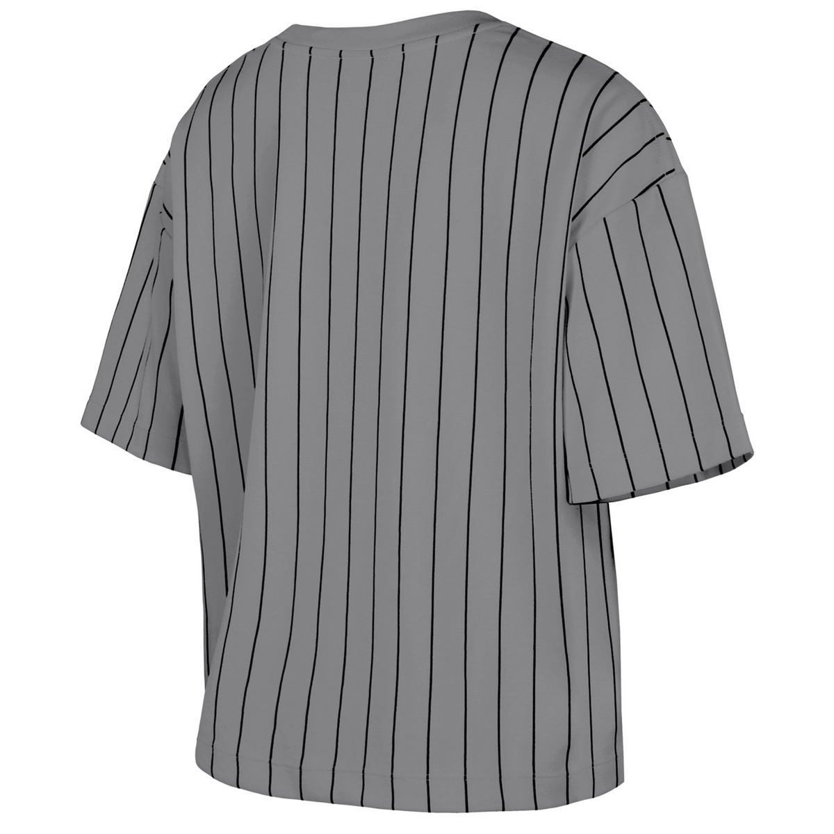 LAS VEGAS RAIDERS WOMEN'S THROWBACK PINSTRIPE CROPPED T-SHIRT - GREY
