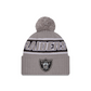 LAS VEGAS RAIDERS YOUTH 2024 NFL SIDELINE CUFFED KNIT BEANIE WITH POM - GRAPHITE
