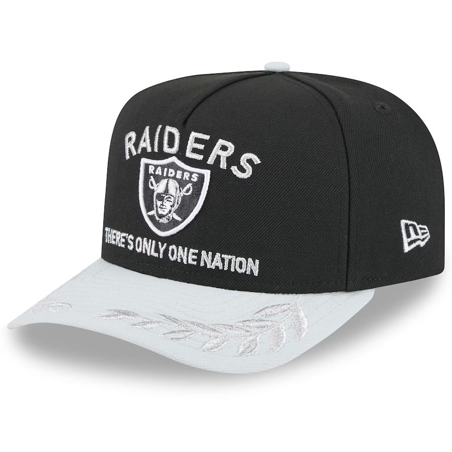 LAS VEGAS RAIDERS YOUTH 2025 NFL DRAFT 9FIFTY A-FRAME SNAPBACK HAT - BLACK/GRAY