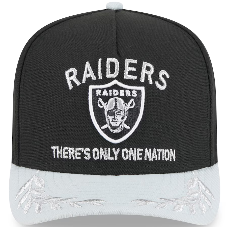 LAS VEGAS RAIDERS YOUTH 2025 NFL DRAFT 9FIFTY A-FRAME SNAPBACK HAT - BLACK/GRAY